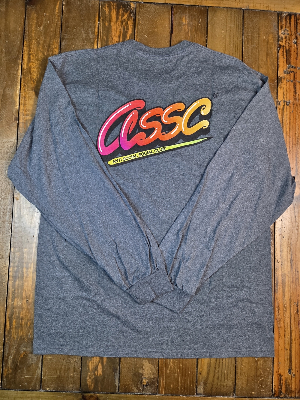 Anti Social Social Club Mens Gradient Logo Long Sleeve Tee Size Large Charcoal